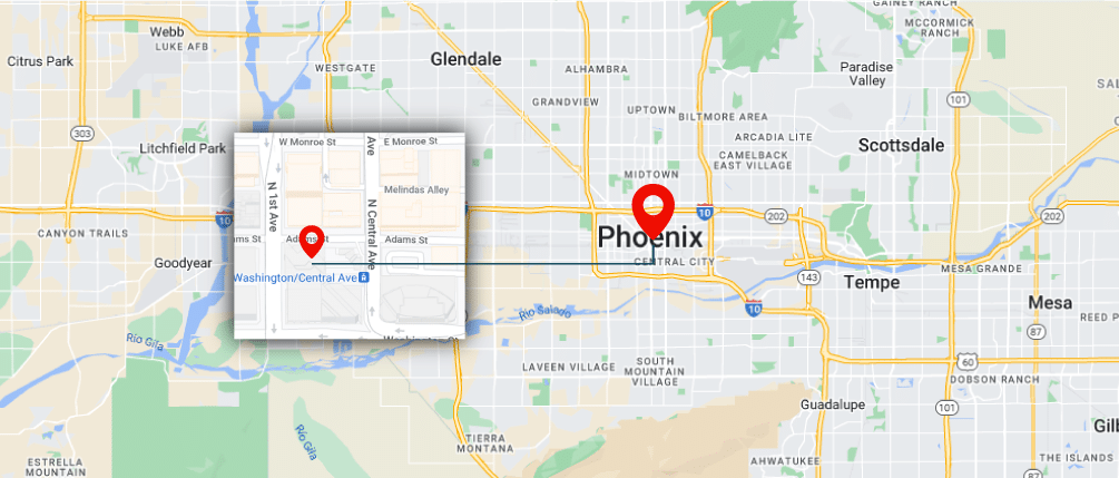 Map Showing Our Franchise And Business Law Firm In Phoenix